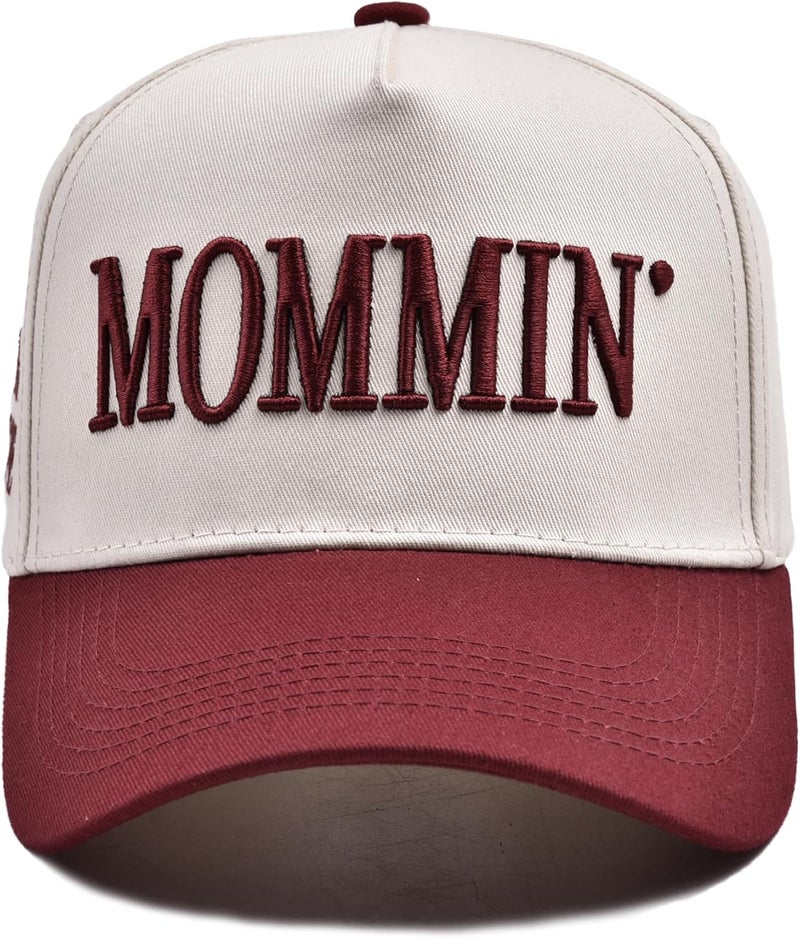 Abdkw Mommin Trucker Hat | Vintage Two-Tone Women's Baseball Cap,with Mommin Embroidery Ponytail Fit,Outdoor and Daily Use - Image 1